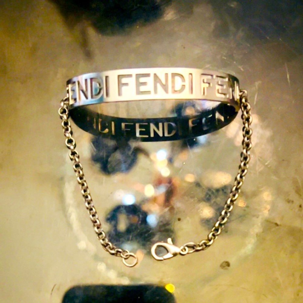 Rare & Stunning Fendi Phase Logo silver tone bracelet